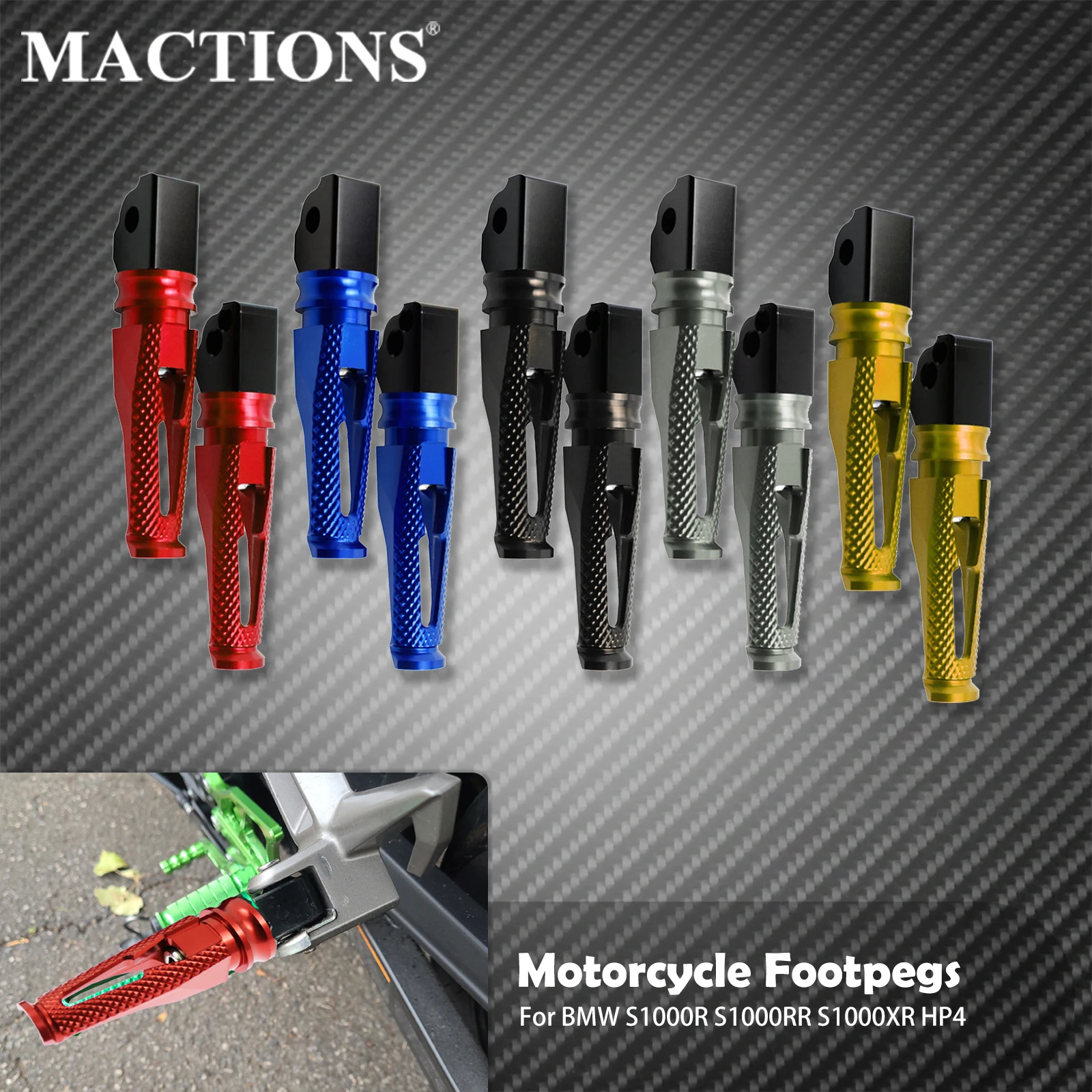 

Motorcycle Passenger Foot Pegs Rear Footrests Pedal Footpegs CNC Aluminum For BMW S1000R S1000RR S1000XR HP4
