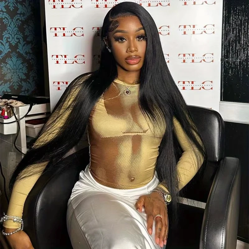 

30 40 Inch 13x6 Lace Frontal Human Hair Wigs Pre Plucked Brazilian 180% 200% Density Bone Straight 13x4 Lace Front Wig For Women