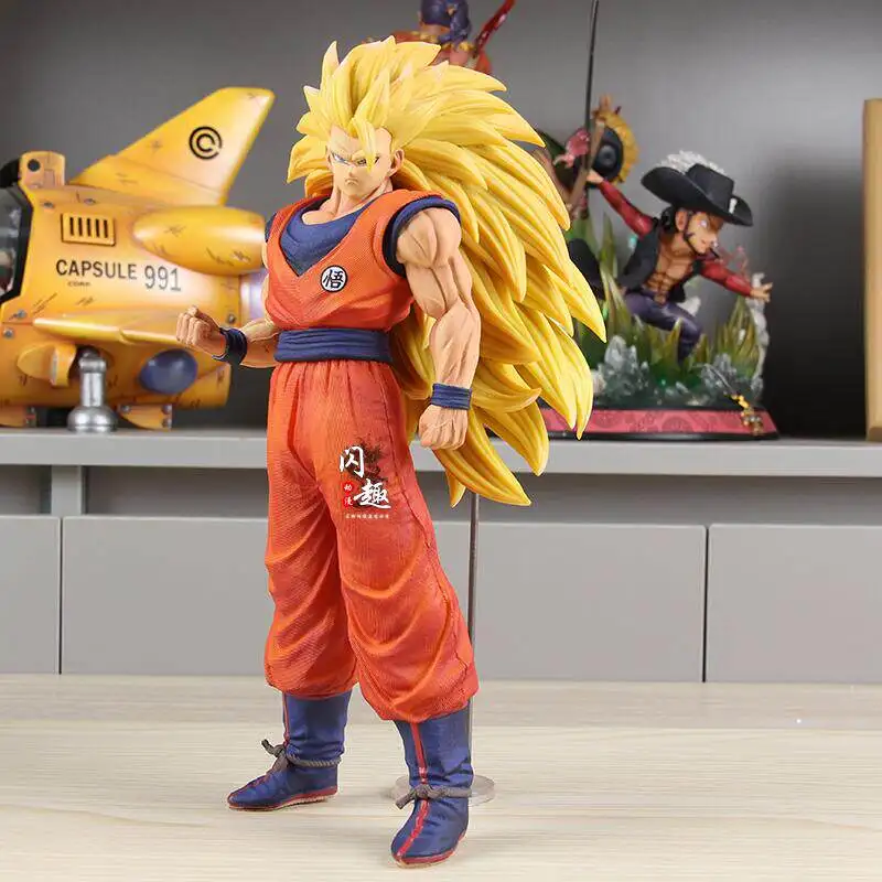 30cm Anime Figure Dragon Ball Super Saiyan 3 Goku Figure Super Saiyan Standing Statue Model Ornament Collectible Gift Free Ship view 3