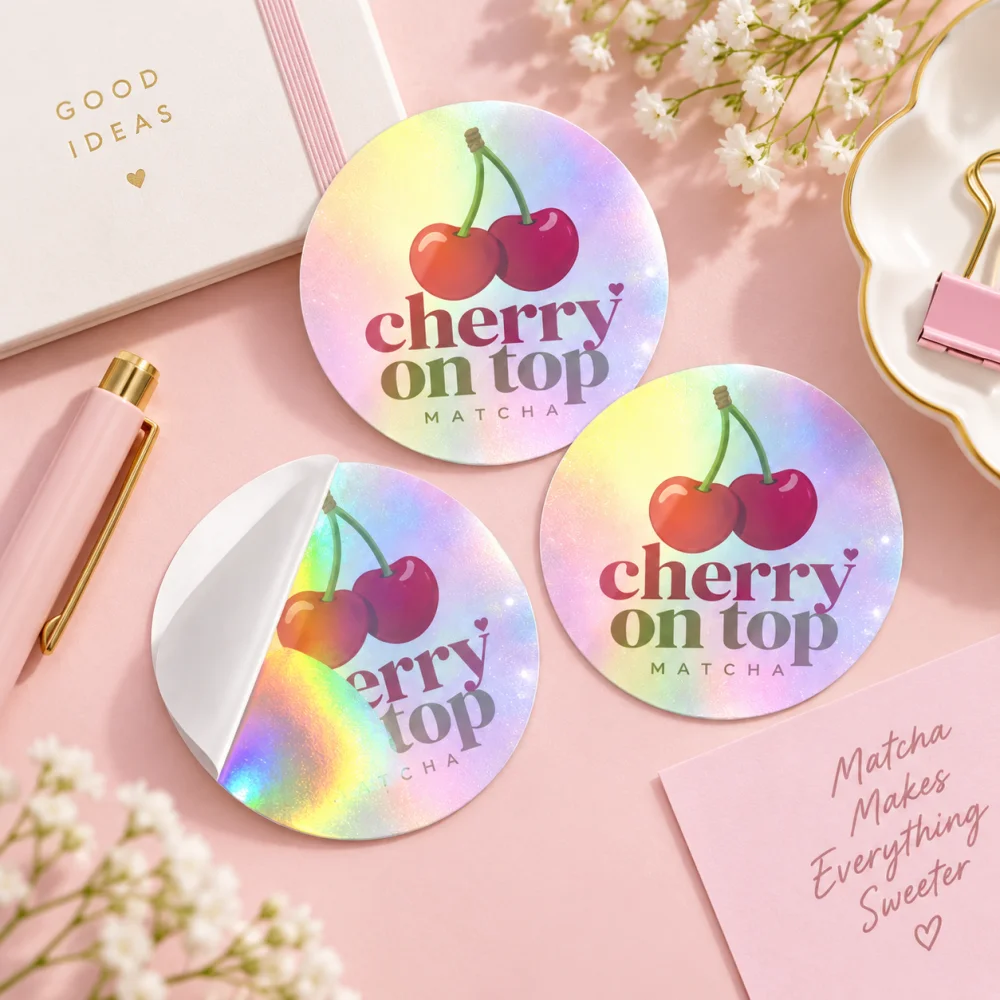 Custom Photo Rainbow Holographic Sticker Round Laser Film Decal for Cup Envelope Laptop Notebook Gift Packaging DIY Decoration