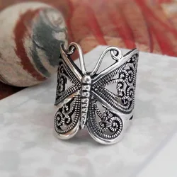 Hot sale new retro butterfly ring, carved butterfly ring jewelry