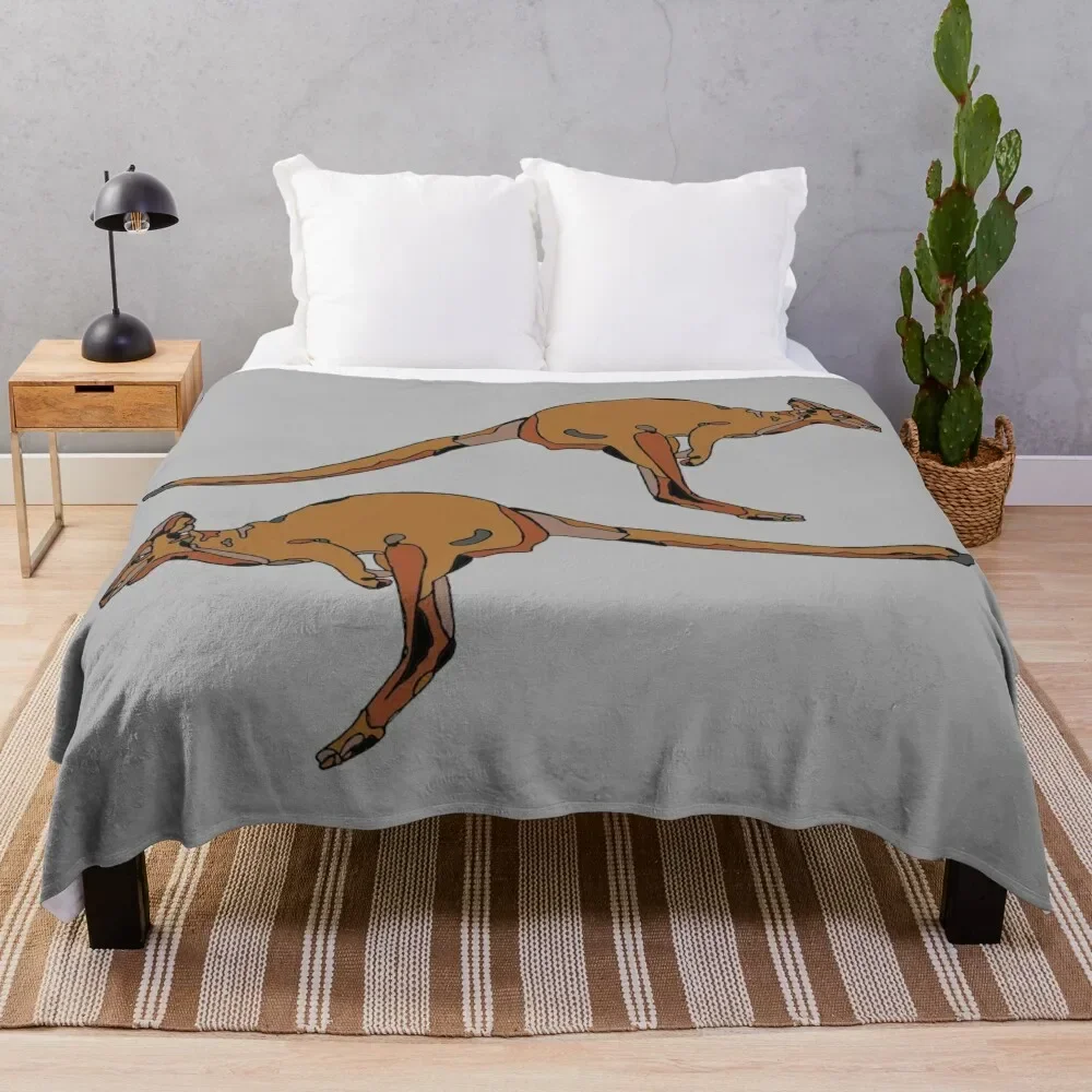 minimalistic jumping brown australian kangaroo illustration Throw Blanket Sofa Throw Thins Beach Blankets