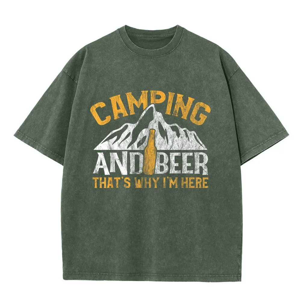 Camping and Drinking Shirt Beer Why I'm Here Tee T-Shirt Japanese Style Футболка Short Sleeve Summer Top Cotton T Graphic Funny