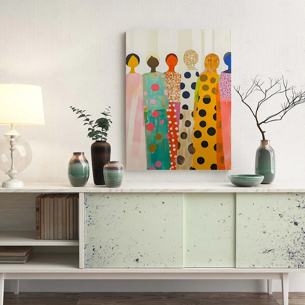 Abstract Canvas Painting Women of Various Skin Colors Posters And Prints Wall Art for Living Room