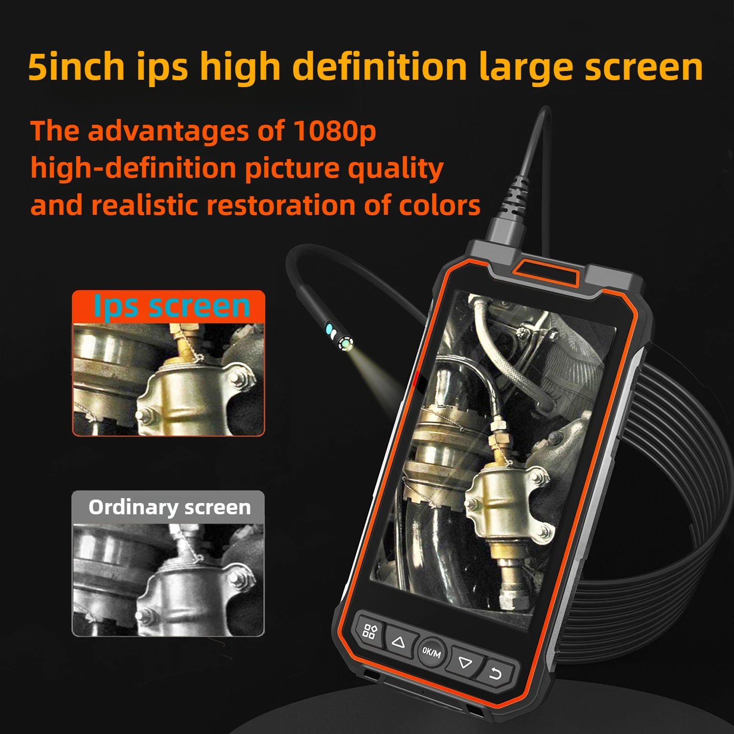 Industrial endoscope with screen portable 5 inch HD split car inspection sewer inspection camera