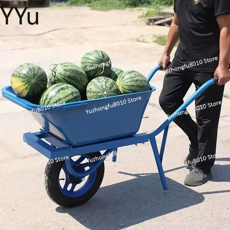 custom for Heavy Duty Pneumatic Wheelbarrow Garden Construction Cart Metal Tray Single Wheel Barrow Outdoor Yard Tool