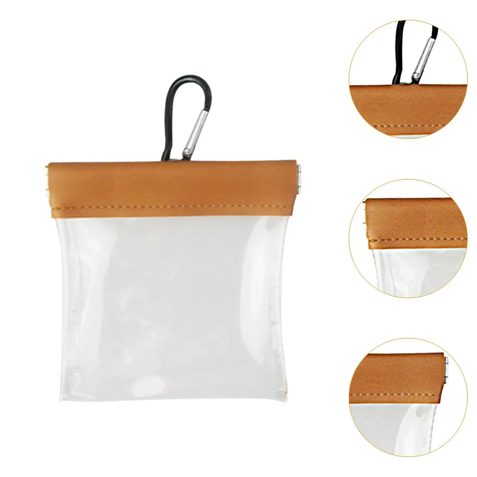 Golf Tee Pouch Bag Organizer with Clip, Transparent Squeeze Top Pocket for Golf Accessory