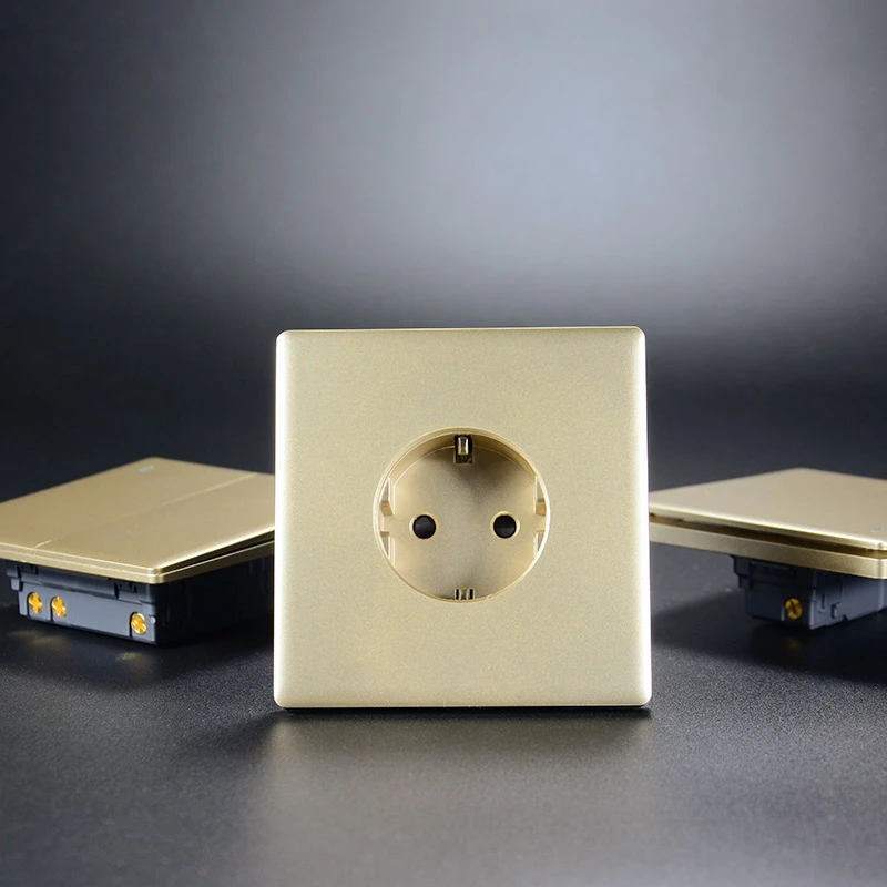 New ultra-thin 86mm PC flame retardant household wall switch series frosted golden curved frameless large panel square base