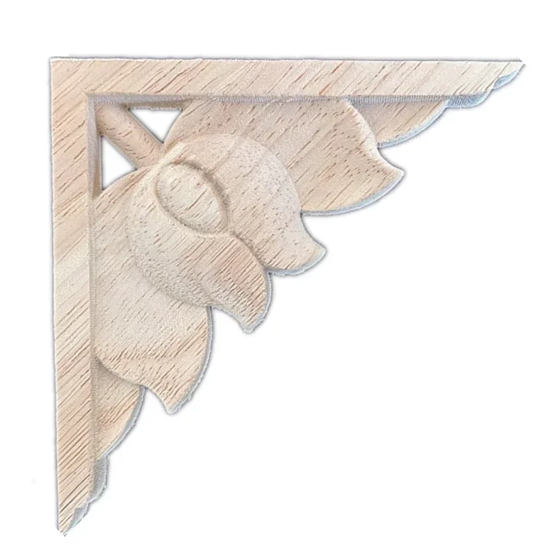 2PCS 10cm Solid Wood Door Heart Flower Decoration Vintage Carved Applique Onlay Woodcarving Decal Hollow Oval Home Furniture