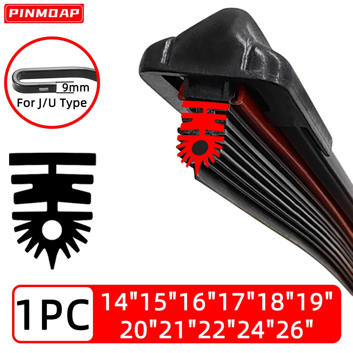 

PINMOAP 11-слойный бесшумный стеклоочиститель из натурального каучука, универсальный J/U-крючок, автомобильный стеклоочиститель 14 "15" 16 "17" 18 "19" 20 "21" 22" 24 "26"