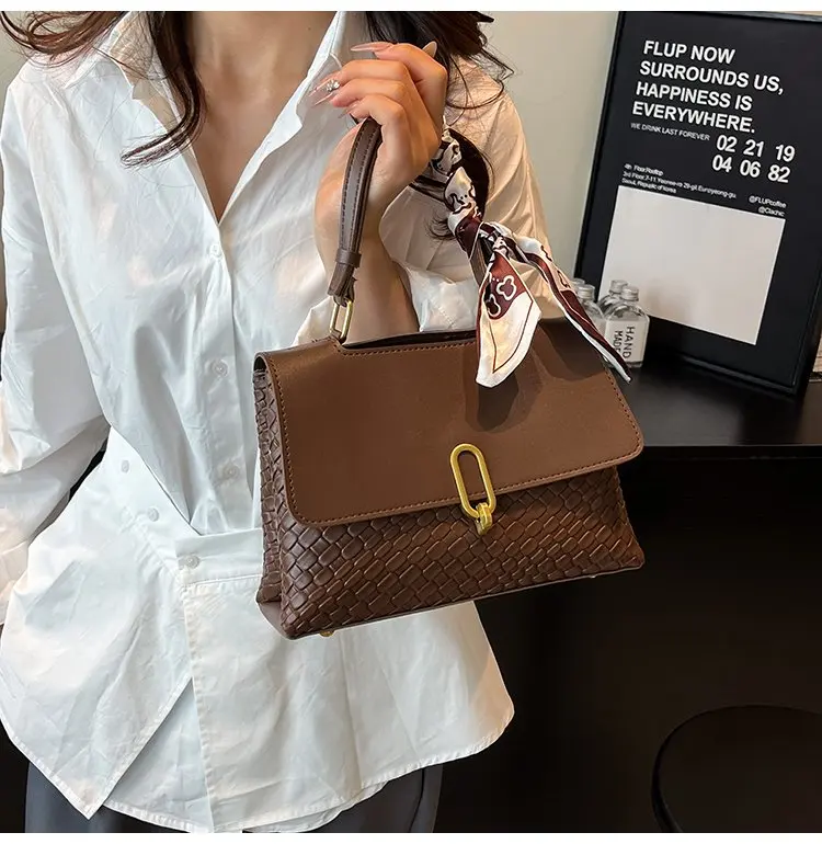 

2025 Summer Women's Plaid Shoulder Bag - Large Capacity Solid Color Travel Handbag, Casual Daily Crossbody Purse
