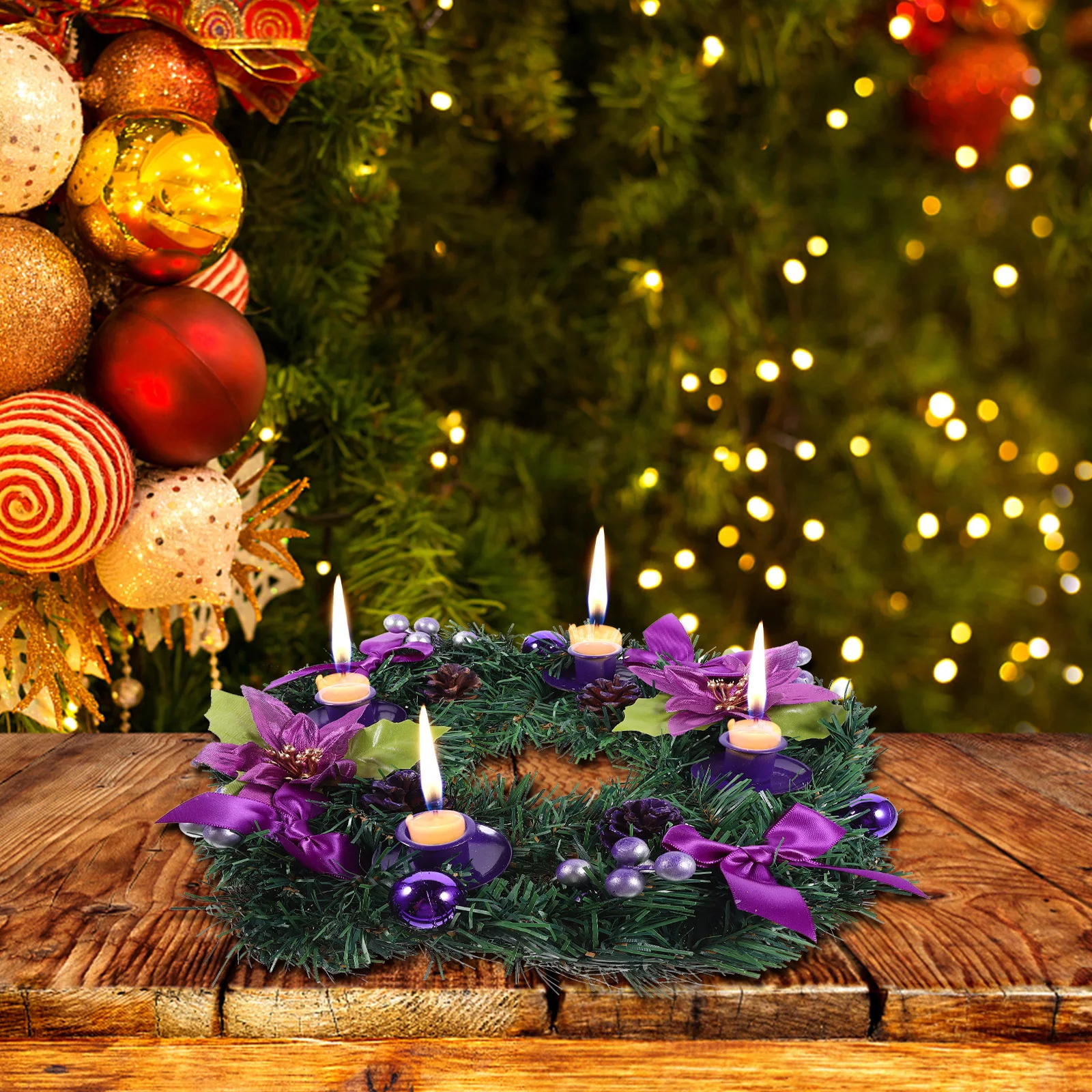 

Christmas Wreath Decor Metal Holder For Home Hotel Restaurant Office Xmas Wreath Candlestick Advent Holder Winter