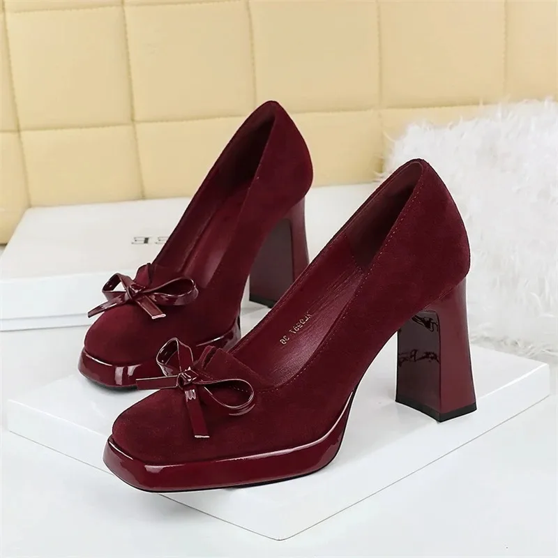 

New Retro Women's Shoes Exquisite Suede Platform High Heels for Woman Elegant French Casual Shoe Designer Shoes Zapatos De Mujer