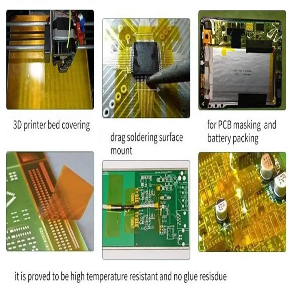 High Temperature Heat Resistant Tape Film Adhesive Tape for Heat Press, Sublimation, 3D Print Bed, Soldering