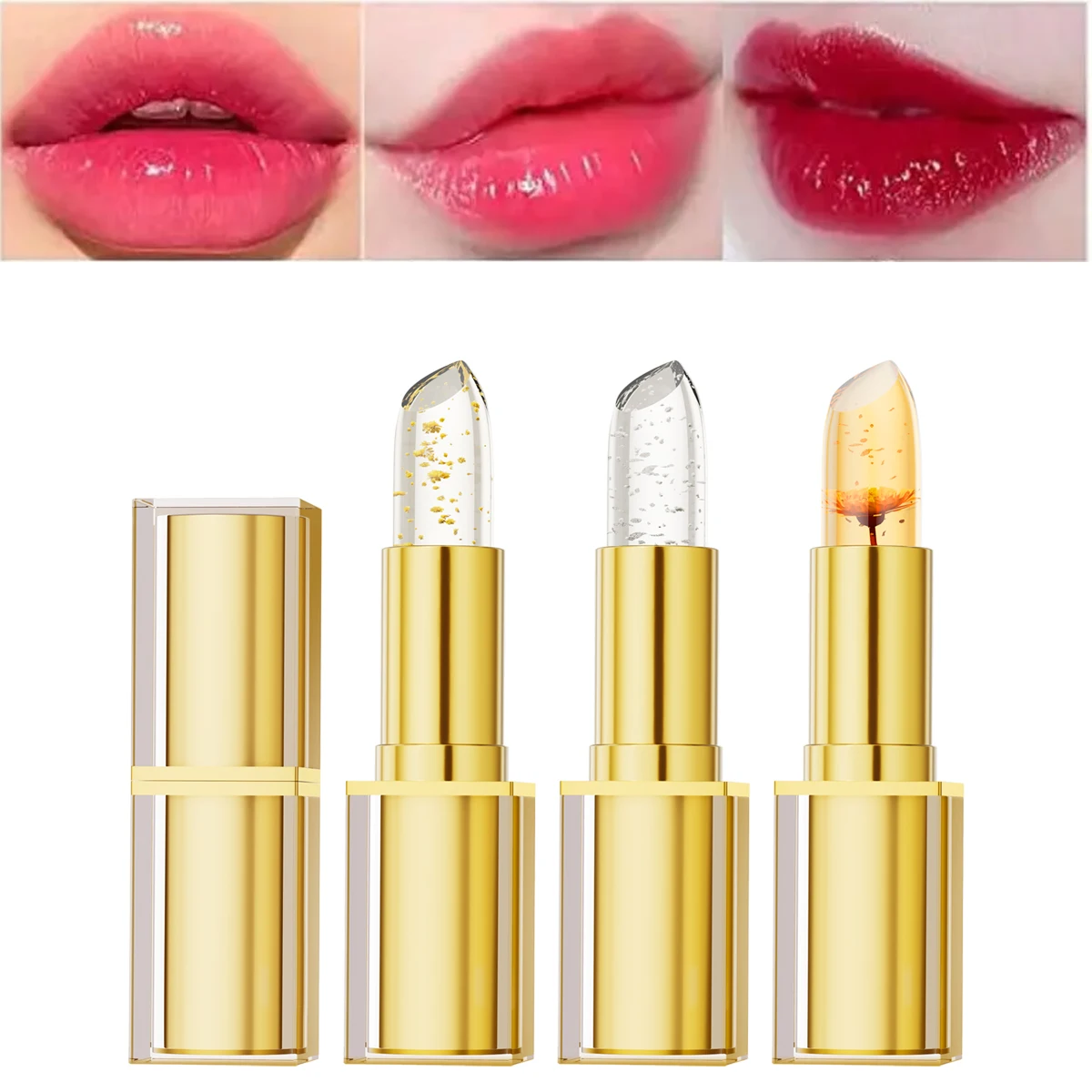 グリッターリップスティック リップバーム カラーチェンジ 透明 保湿 クリスタルジェリー パール光沢 リッププランパー グロス ティント コスメ
