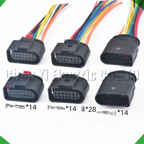Conectores automotrices de 14 pines, caja de cambios, sensor de estacionamiento, enchufe de arnés de cables 4H 0973717 B 6X 0973717   6X 0973817 1563499 1563502   Para VW Audi
