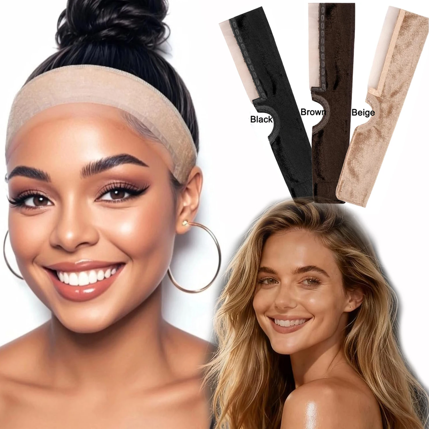 

Lace Wig Grip Band for Women, Wig Gripper with Ear-Cutouts Natural Lace Edge, 1pcs Non-Slip Adjustable Wig Headband