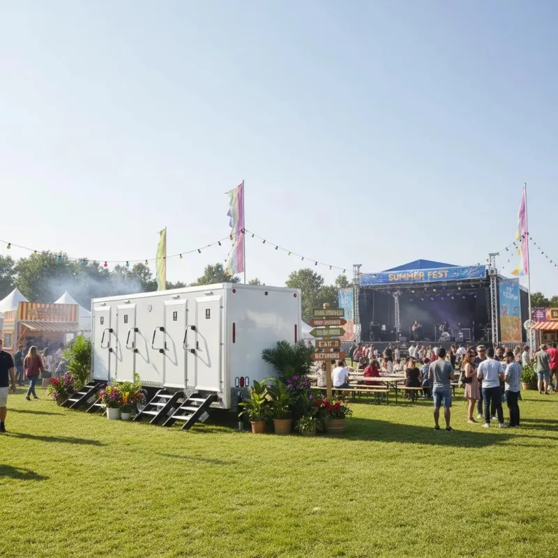 Customized VIP 4 Station Luxury Mobile Trailer High-End Portable Outdoor Toilets With Shower And Toilet For Parks