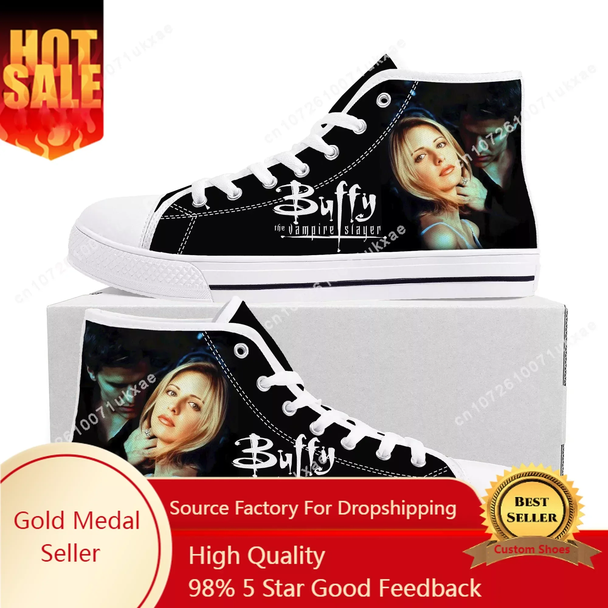 Buffy the Vampire Slayer High Top Sneakers Mens Womens Teenager Sarah Michelle Gellar Canvas Sneaker Casual Shoe Custom Shoes