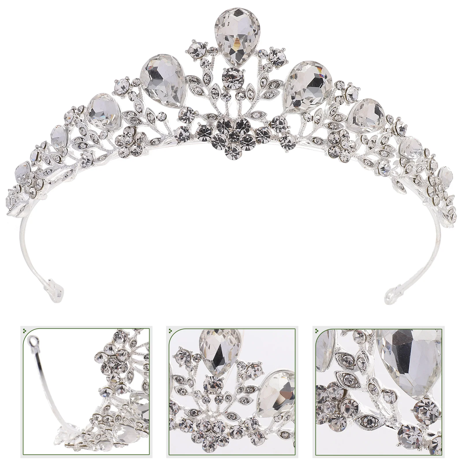 

Rhinestone Crown Headb Thick Drill Baroque Bridal Leaf Small Crowns Hair Jewelry Wedding Accessories Girls Tiara