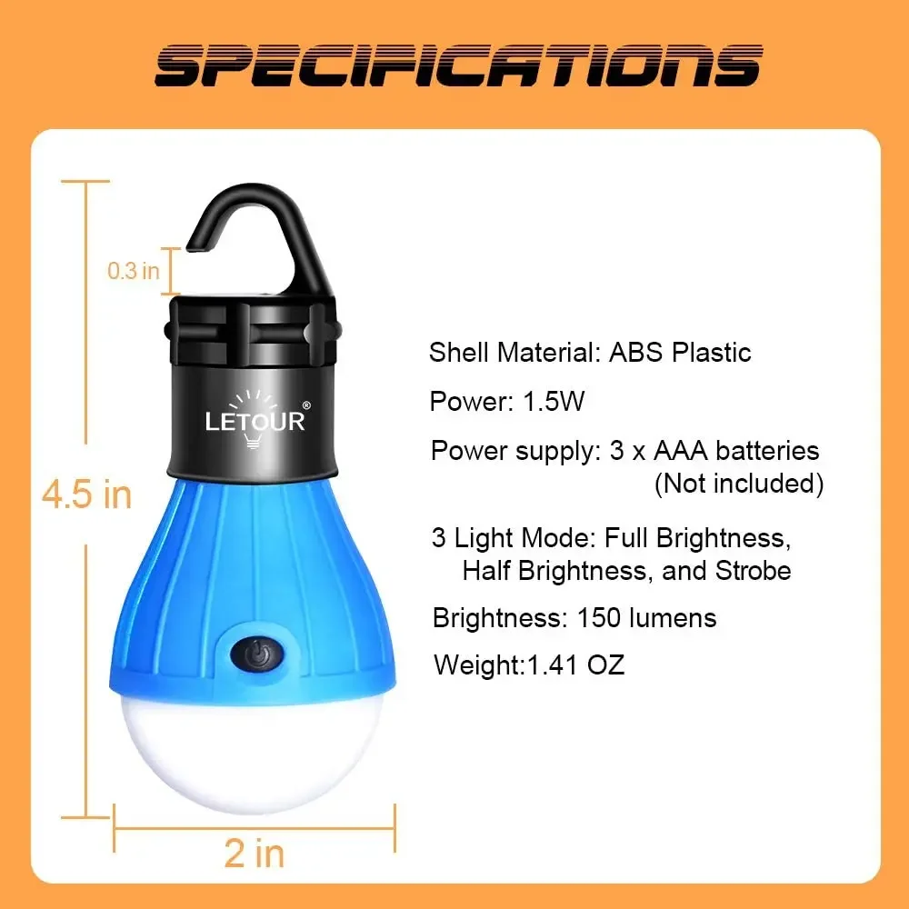 Mini Portable Camping Lantern Energy Saving Light Bulb Outdoor Waterproof Emergency Work Lamp LED Tent Lights for Hiking Fishing