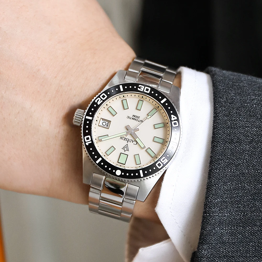CADISEN New 38mm Diver Mens Watch Japan NH35A Automatic Mechanical