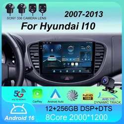 Android 16 Car Radio Carplay Auto For Hyundai I10 2007 2008 2009 2010 2011 2012 2013 GPS Recorder Multimedia Player 4G+WiFi DSP