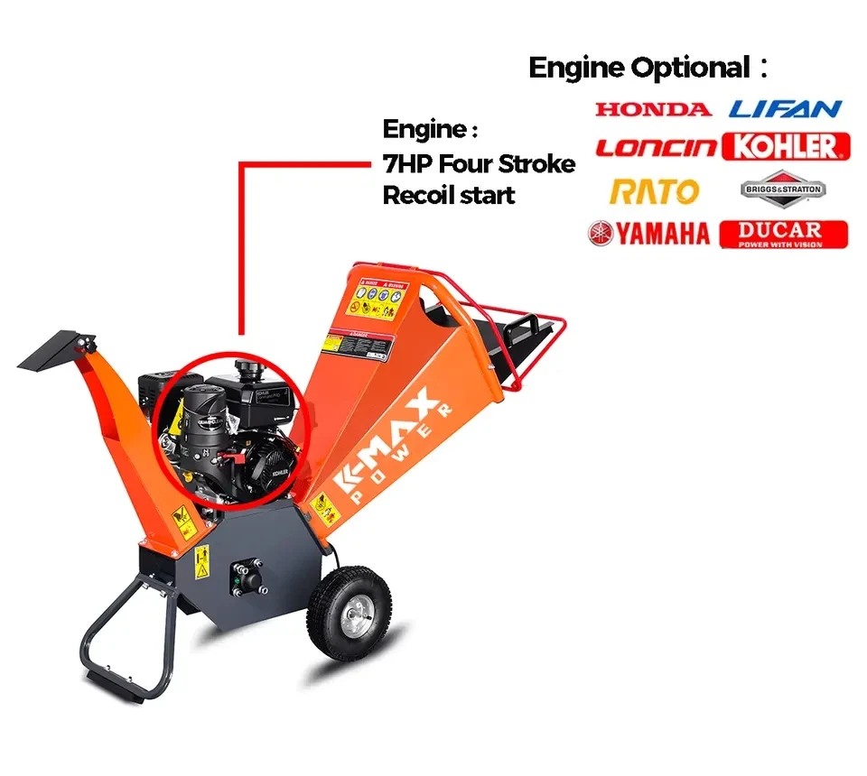 K-maxpower CE 100mm Wood  Processing Splitter  6.5HP Gasoline  4 Inch Branch Tree Mini Garden  Chipper Shredder