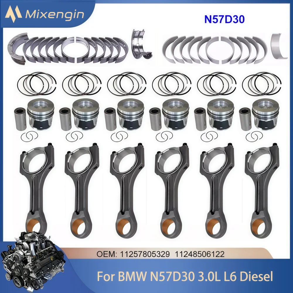 Engine piston connecting rod Bearing Kit Fit BMW N57D30 3.0 L6 Diesel For 09-17 BMW 335d 435d 530d 640d 740d X3 X4 X5 X6 3.0T