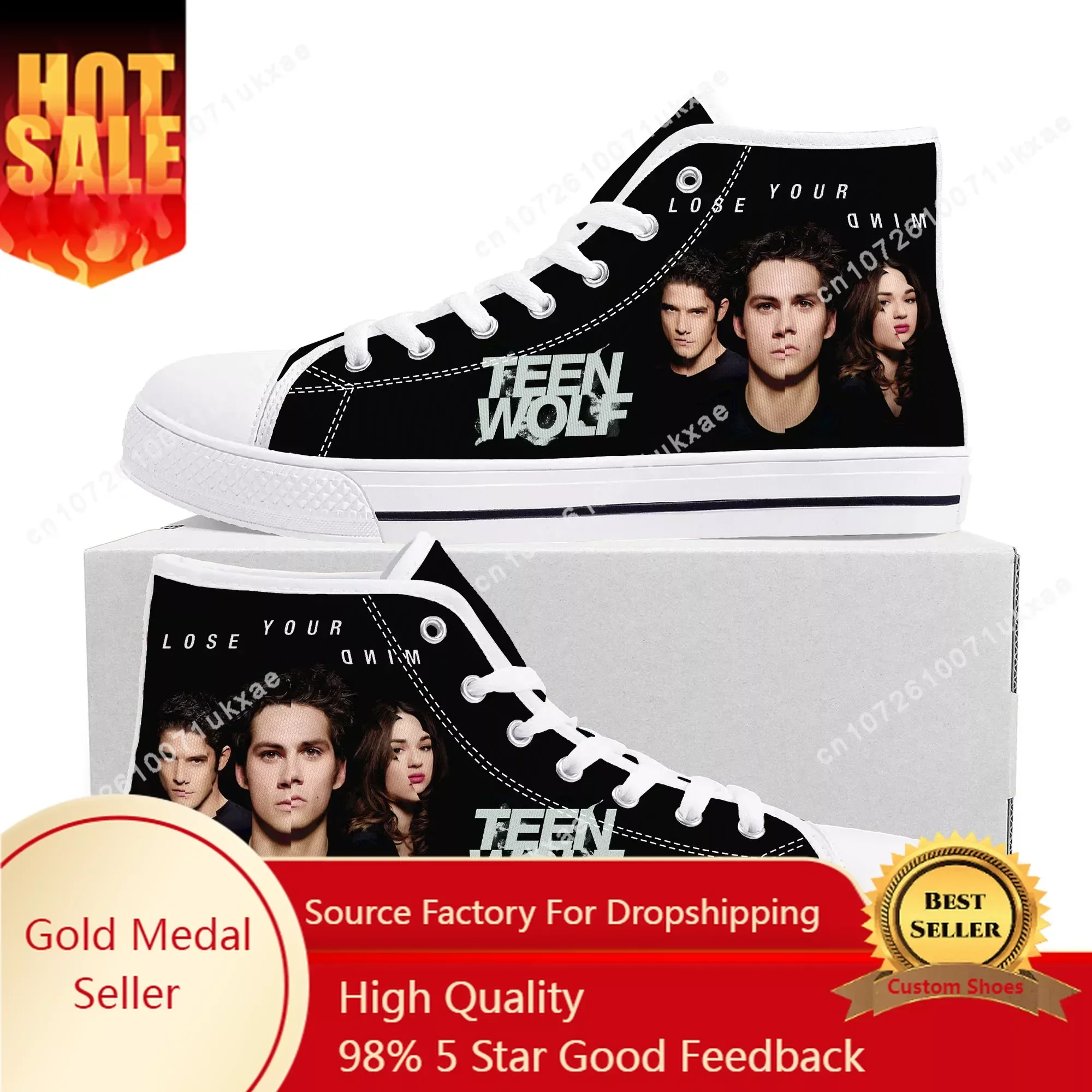 Teen Wolf Stiles Stilinski High Top Sneakers Mens Womens Teenager Canvas Sneaker Casual Custom Made Shoes Customize DIY Shoe