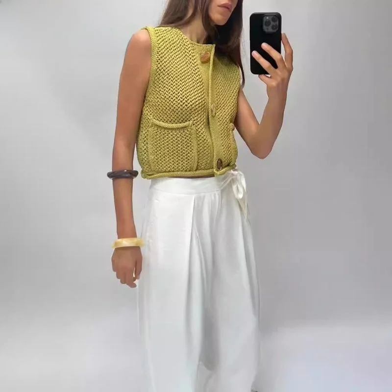 

Faionable Women's Svel V-Ne ort Knitted Open Cardigan Top New Arrival Autumn 2024 Commute Sle Tassel Trim Cotto...