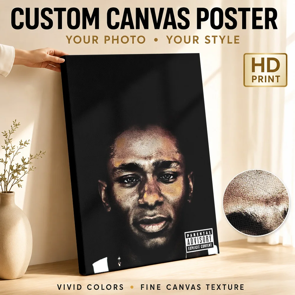 Mos Def Face Against Darkness Framed Canvas Print Personalized Photo Low Key Lighting Wall Art For Music Room Hip Hop Fan Gift