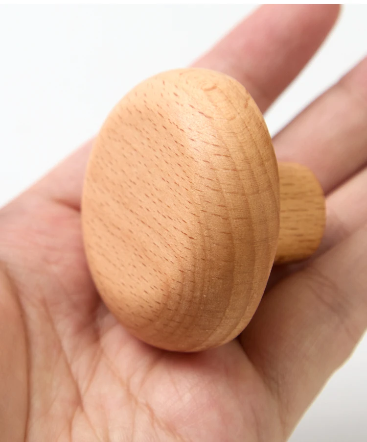 Scandinavian Solid Wood Handle Clothes Hook Coat Hook Wall-mounted Hook Punch-free Door Clothes Hanger Pebble Shape Cabinet Door