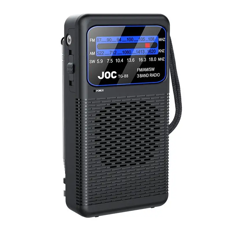 Portable FM/AM/SW Radio Battery FM Receiver Excellent Reception Clear Speaker With 3.5mm Headphone Jack LED Lighting For Elderly