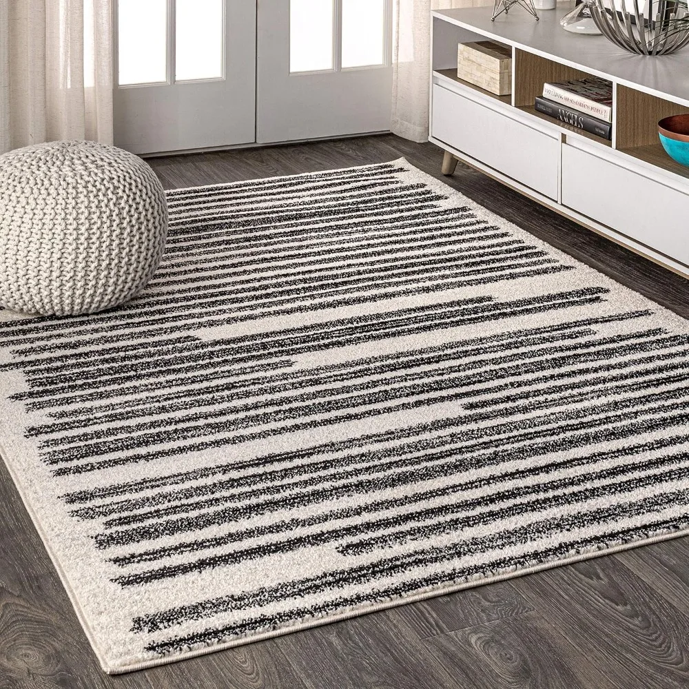 Stripe Indoor Farmhouse Area-Rug Minimalistic Striped Easy-Cleaning Bedroom