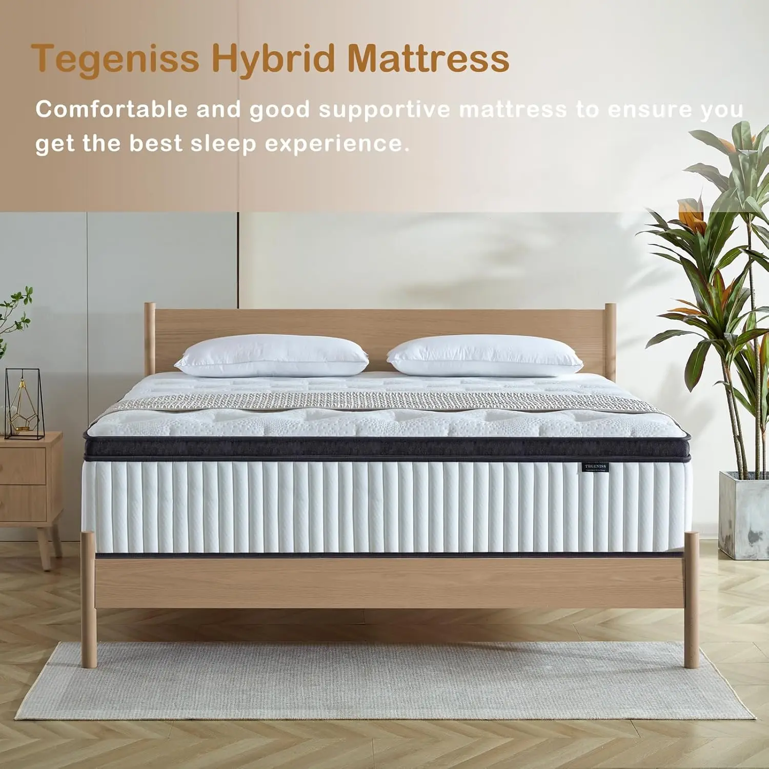 Matelas hybride à ressorts intérieurs Queen, 14 ", 60" x 80 "x 14", mousse à mémoire de forme en gel, support optimiste moyen, boîte