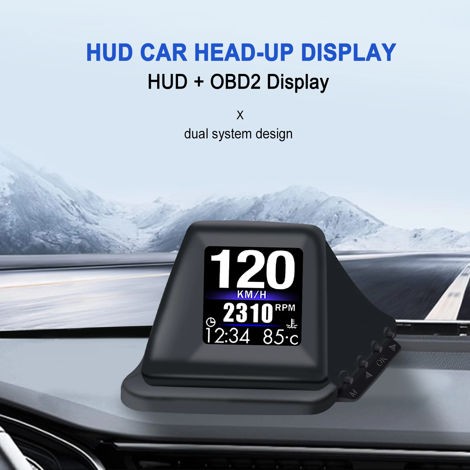 Nuovo Gadget HUD multifunzione OBD2 + GPS Computer di bordo A-pillar Trim installa RPM Turbo Oil Pressure Water Temp tachimetro GPS