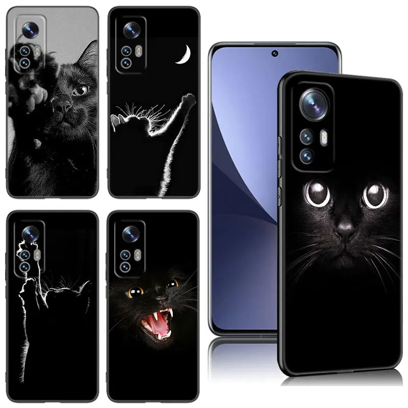 Black Cat Staring Eye Black Silicone Phone Case For Xiaomi Mi 9 SE 8 10T 11 12 13 Lite 9T 11T 12S 12T 13T 14 Pro 5G NE 11i 12X