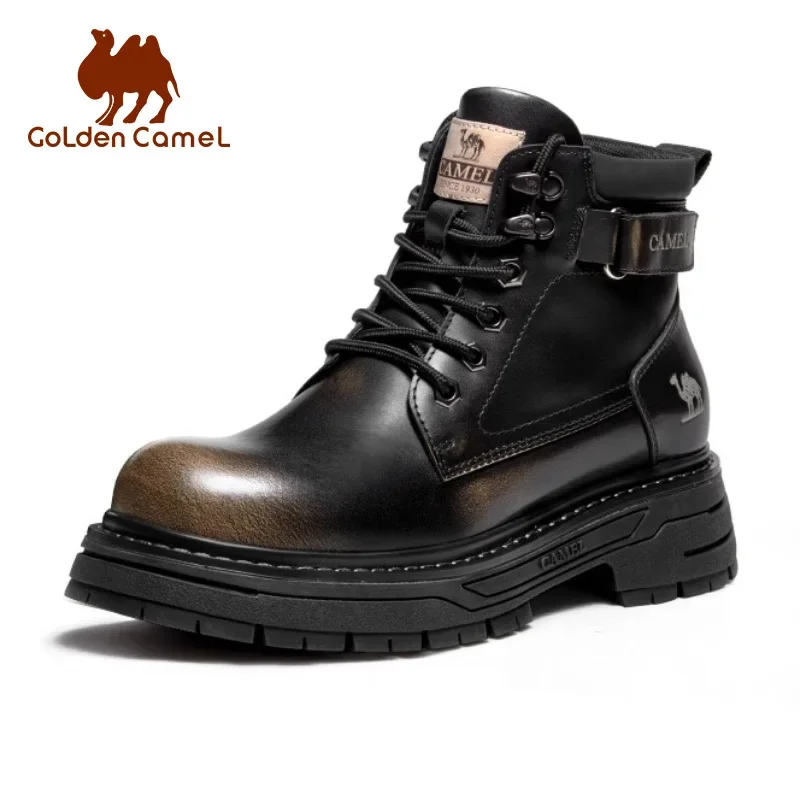 GOLDEN CAMEL Outdoor Men's Boots Height-enhancing Leather High-top Work Hiking Boots Women's Casual Shoes for Men Winter New