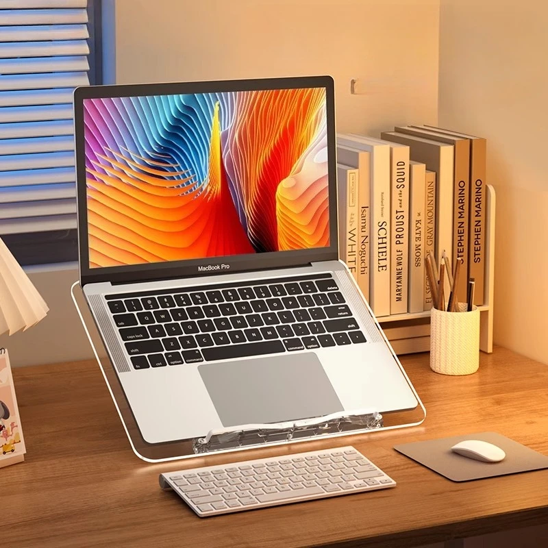 

Акриловая подставка для ноутбука, регулируемая плавающая подставка для планшета, портативный настольный органайзер с двумя устройствами, минималистичный офисный аксессуар