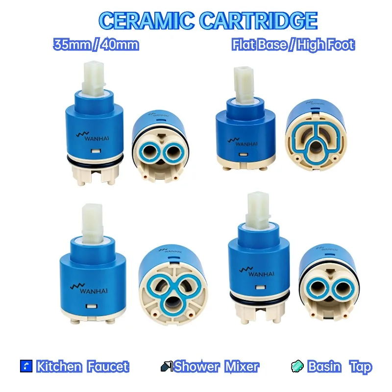 

Ceramic Valve Cartridge 35mm 40mm Flat Base High Foot – Hot Cold Mixer Cartridge Replacement for Kitchen Faucet Basin Shower