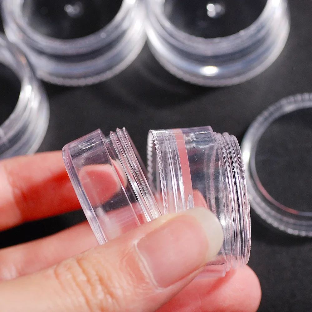 2 Stuks Lege 5G/10G Ronde Clear Stapelbare Crèmes Potten Opbergdoos Mini Cosmetische Containers Voor sieraden Nail Art Oogschaduw Ambachten