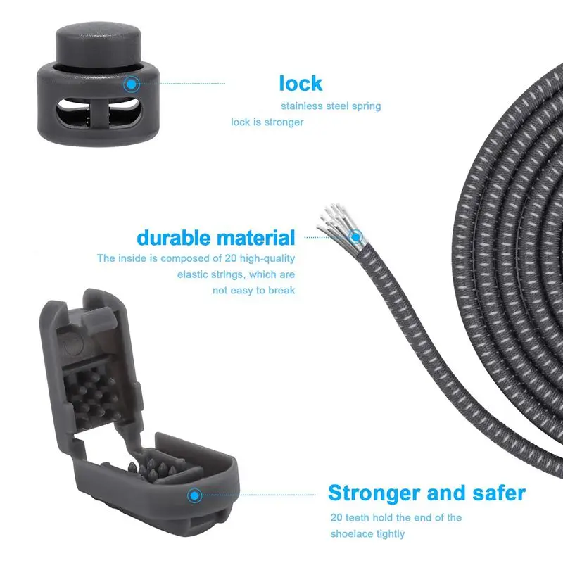 

【BIG-SALE】6 Pairs Elastic Shoe Laces for Adults & Kids No Tie Shoe Laces Lock Shoe Laces Tieless for Sneakers,Black