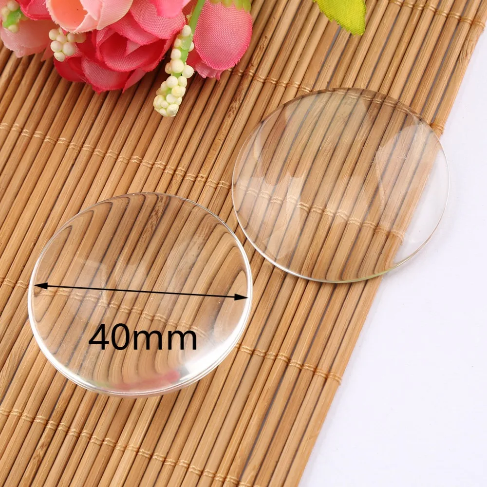 onwear 10pcs 40mm round dome flat back transparent clear glass cabochons diy jewelry pendant making accessories