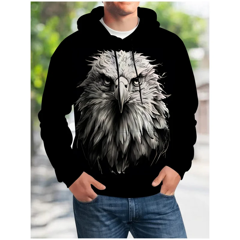 New fashion cool man hoodie 3D printed hoodie version trend American flag Eagle men's sportswear casual unisexes pullover