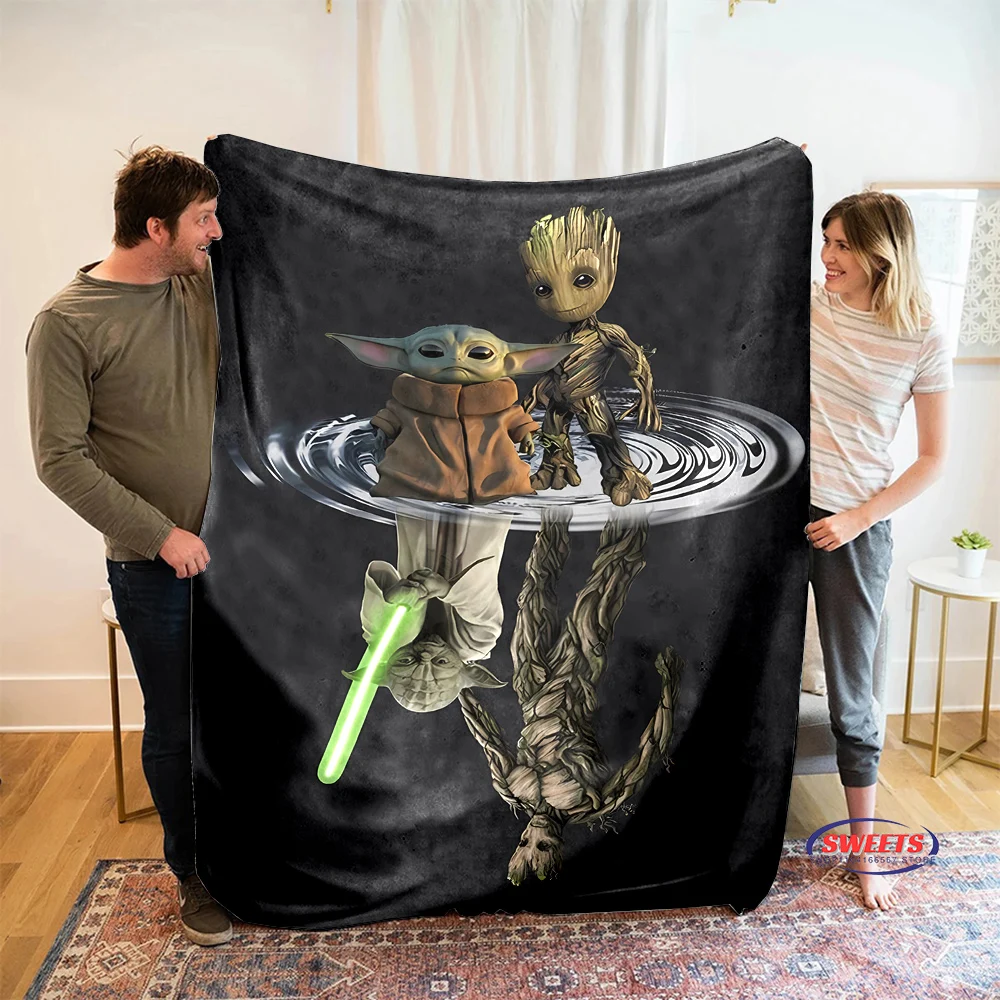 6 Size Star Wars Baby Yoda Grogu Blanket, Sofa Bed Cover Four Season Soft Fluffy Quilt Blanket Flannel Throw Outdoor Leisure Nap