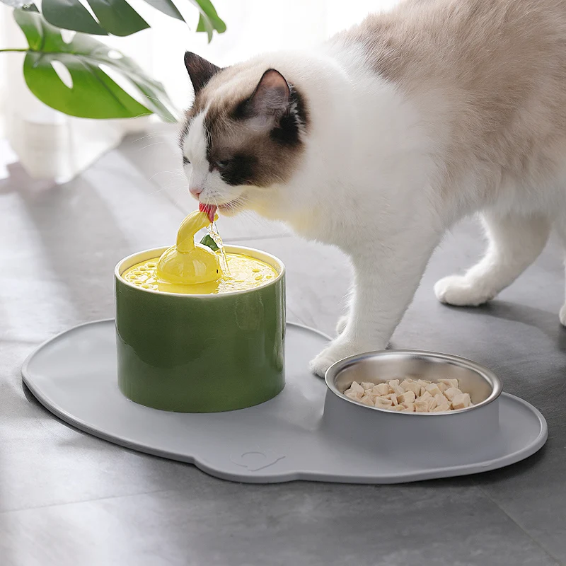 Ceramic Automatic Cat Water Dispenser Pet Water Fountain Creative Cute 5-Layer Filtration Mute Dogs Dispenser Drinking Feeder