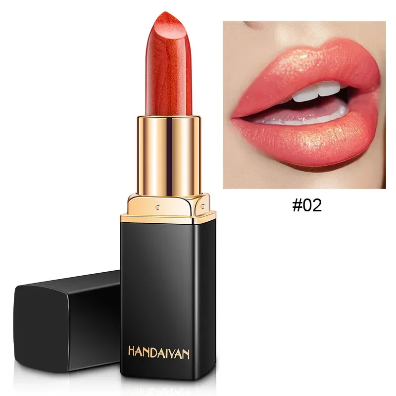 HANDAIYAN 9 Color Glitter Lipstick Shining Pearl Texture Waterproof Long-lasting No Fading Hot Selling Fashion Metal Lipstick