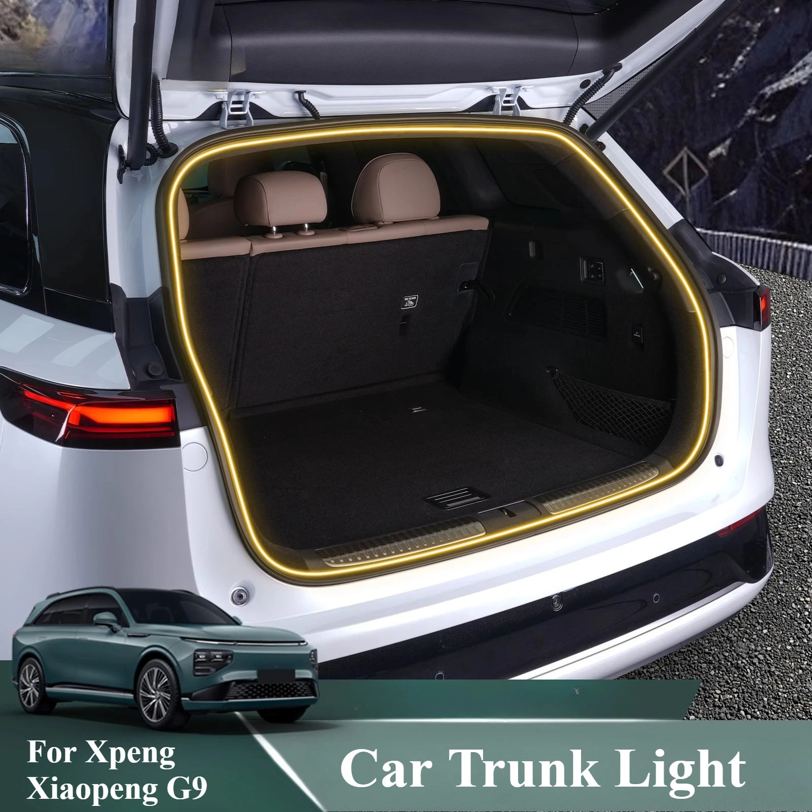 

Окружающее освещение багажника, светодиодные фонари, задний ящик для Xpeng Xiaopeng G9, декоративные принадлежности, аксессуары для модификации салона автомобиля