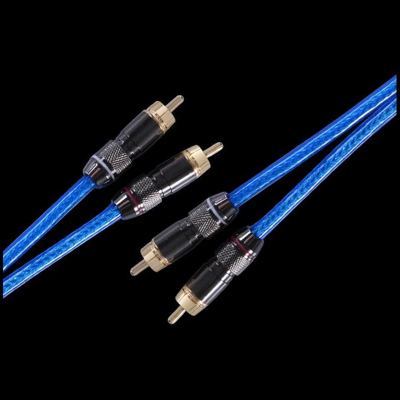 Winaqum 1 계량기 구리 와이어, 파란색 투명 OFC, DIY 2 RCA 와이어 상호 연결 오디오 케이블 TV 라인 W-253A